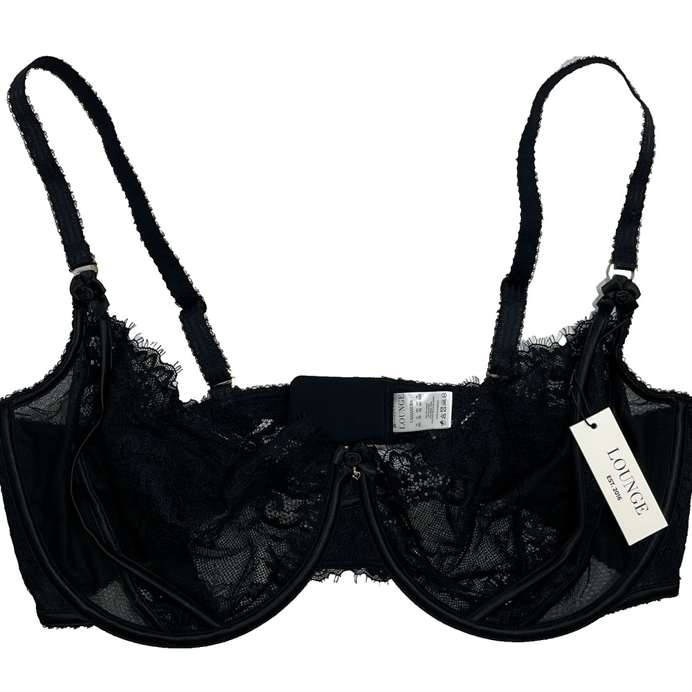 LOUNGE Underwear Cassandra Balcony Bra Women's US Size 38I Black NWT Lace